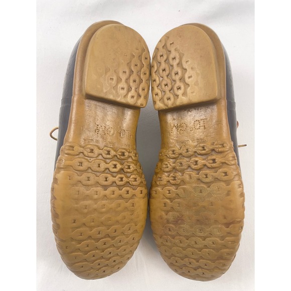 LL Bean Maine Hunting Shoe Mens Brown Leather Rubber Duck Boots Low Top Size 10 - Picture 10 of 10